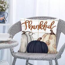 4pcs/1pc Fall Thanksgiving Decorative Pillow Covers, Harvest Season Pumpkin And English Letter Print Throw Pillow Covers, Thanksgiving Sofa Cushion Pillow Shams - Multicolor - View 6