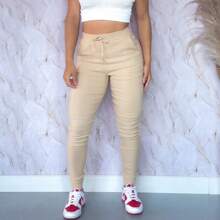 Women's Favorite BENGALINE Jogger Pants - Beige - View 1