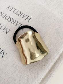 1pc Gold Metal Geo Decor Hair Tie Funny & Dark Style Women's Luxury Style Ponytail Holder Metal Hair Cuff Modern Ponytail Cover, Hair Accessories - Cloud Metal Hairband - View 5