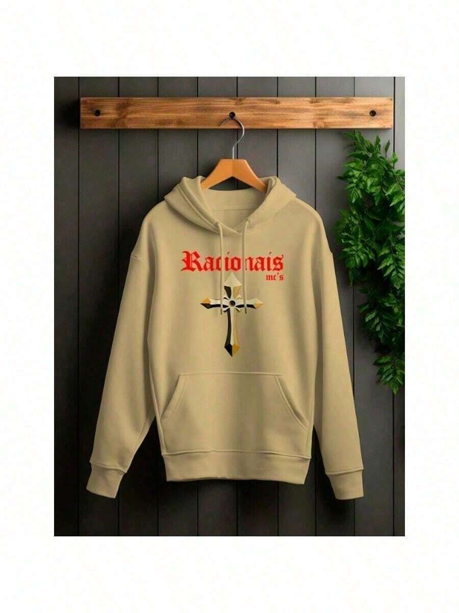 Men's Sweatshirt Racionais Front And Back Casual - Màu be - Xem 1