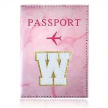 Chic Personalized Passport Holder For Women & Teens - Initial PU Leather Wallet With 26 Letter Patches, Stylish Travel Card Case, Perfect Unique Gift For Her, Enhance Your Jetset Style Travel Essentials School Back To School School Supplies Holiday Holiday Essentials Vacation Accessories Passport Cover - Dusty Pink - View 29