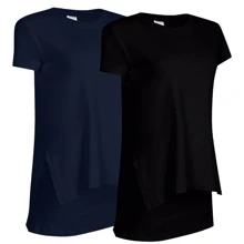 Kit 2 Women's Long Gym Top VestLegging Viscolycra - 海軍藍和黑色 - 查看 1