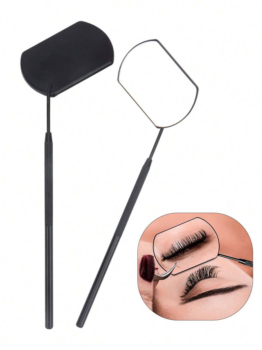 1pc Square Check Mirror, Multipurpose Portable Makeup Mirror For Eyelash Extension, Christmas Beauty Tool, Black