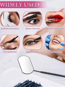 1pc Square Check Mirror, Multipurpose Portable Makeup Mirror For Eyelash Extension, Christmas Beauty Tool, Black - Black - View 5