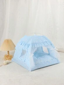 1 pieza Tienda para mascotas con estampado floral, diseño delgado y transpirable lavable, adecuado para gatos y perros pequeños, se puede usar tanto en interiores como en exteriores, para todo el año