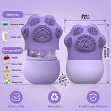 1pc 11cm Cat Paw Shaped Face Ice Mold Silicone Ice Roller, For Making Ice Cubes For Facial Use. Ergonomic Design For Better Grip, Can Add Skincare Essence And Freeze Together, Made Of Food-Grade Silicone, Easy To Demould And Leak-Proof. With Soft Brush Design, Can Be Used For Face Cleansing. 100% Made Of Food-Grade Silicone.