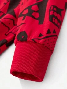 2 件“Little Bitty”男孩长袖运动衫和运动裤套装，带有卡通恐龙印花，适合秋冬季的时尚风格 - 彩色 - 查看 4