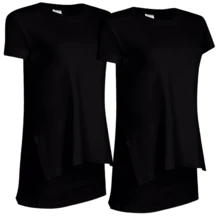 Kit 4 Women's T-Shirt Over Leggings Butt Cover Gym Fitness Viscolycra - 2Đen và 2Hải quân - Xem 2