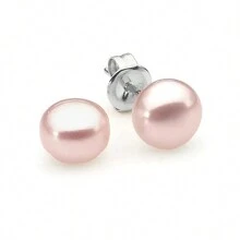 Paris Jewelry 18K White Gold Plated 4mm Pink Pearl Round Stud Earrings Fashion Jewelry - 彩色 - 查看 1