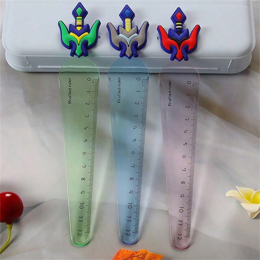 2 Cartoon Stationery Students Transparent Ruler Measuring Drawing Tool