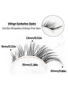 Rikuaild 5 Pairs Cat Eye False Eyelashes Natural Crisscross  Eyelashes Clear Band  Natural Look Wispy Lashes Eyelash Extension Makeup - Black - View 4