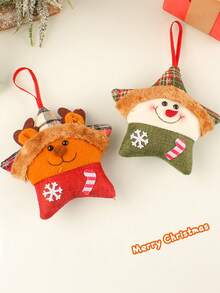 Đồ trang trí Giáng sinh 1 cái Đồ trang trí cây thông Noel hình ông già Noel và tuần lộc, Đồ trang trí ngôi sao năm cánh bằng vải nhung sáng tạo - Nhiều màu - Xem 4