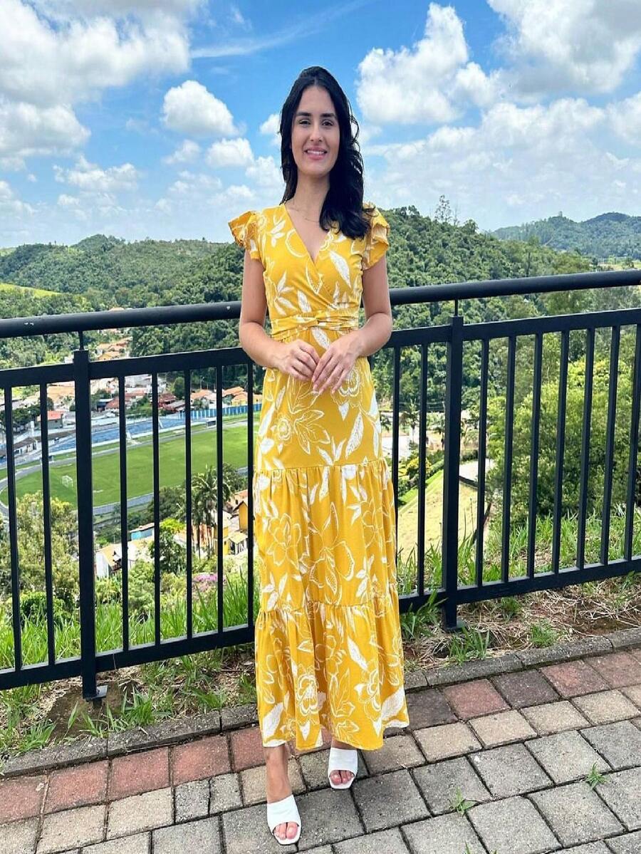 Long Printed Dress, Three Marias - 黃色 - 查看 1