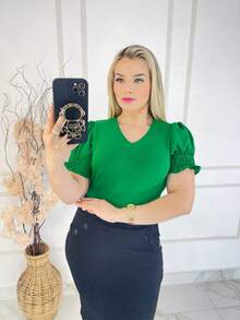 Women's Elegant Blouse - màu xanh lá - Xem 3