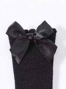 1双新款蝴蝶结设计女婴高筒袜 - 黑色 - 查看 5