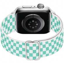 弹性尼龙表带，适用于 38mm、40mm、41mm、42mm、44mm、49mm 手表，可调节柔软弹力表带，兼容 SE、Ultra 系列、Series 10/9/8/7/6/5/4/3/2/1 系列。 - 綠色 - 查看 3