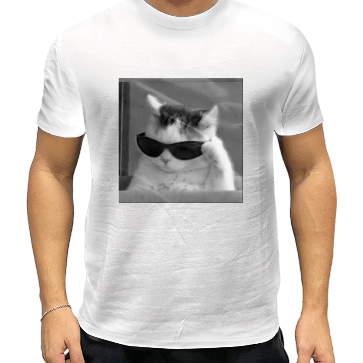 Unisex T-Shirt Meme Of The Kitten With Glasses Exclusive Launch All Sizes New Fashion - trắng - Xem 1