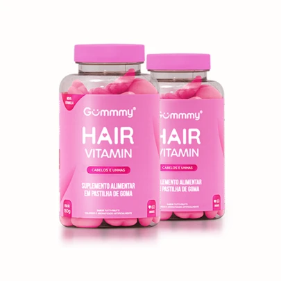 Kit 2x Gummy Hair Vitamin Cabelo, Pele e Unha Sabor Tutti-Frutti 60 Gomas Original (Para Mulher e Homem)