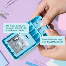 Hole Puncher For Labels, Handheld Hole Punch File Folder Loose Leaf Sheet Separator Label Punch, File Organization Hole Punch - Blue and White - View 4