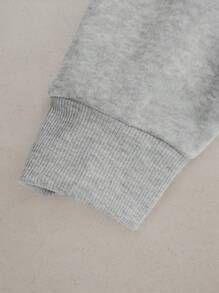1 chiếc áo khoác hoodie có khóa kéo kiểu bạn trai dành cho nam, quần áo thể thao có mũ trùm đầu, dáng rộng, trơn, có dây rút - Xám - Xem 5