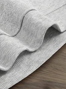1 chiếc áo khoác hoodie có khóa kéo kiểu bạn trai dành cho nam, quần áo thể thao có mũ trùm đầu, dáng rộng, trơn, có dây rút - Xám - Xem 4