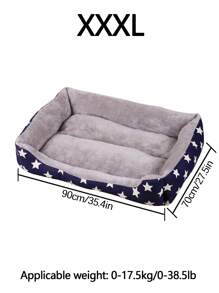 PETSIN 1個四季藍色星紋保暖透氣寵物床,適合小型,中型和大型貓狗 - 藍色 - 查看 12