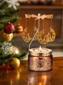 1个豪华优雅旋转金属烛台，含香薰蜡烛，送给女性、女友、姐妹、朋友的礼物，适合生日、婚礼、圣诞节、感恩节、周年纪念日、家居装饰、圣诞装饰、圣诞礼物 - 彩色 - 查看 6