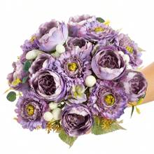 1pc/3pcs/80pcs Faux Silk Hydrangea Flower Bouquet, Fake Tea Rose, Suitable For Spring & Autumn Wedding Vase, Home, Restaurant, Bedroom, Bathroom, Room Decor, Mother's Day, Father's Day, Holiday Birthday Party, Outdoor Garden Decor - Multicolor - View 16