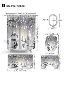 Bộ phòng tắm họa tiết người tuyết Giáng sinh 1/4 chiếc, rèm tắm chống thấm nước có 12 móc, thảm tắm, nắp bồn cầu hình chữ U, nắp bồn cầu, vách ngăn phòng tắm, phụ kiện phòng tắm, đồ trang trí phòng tắm, trang trí mùa thu trở lại trường - Nhiều màu - Xem 2