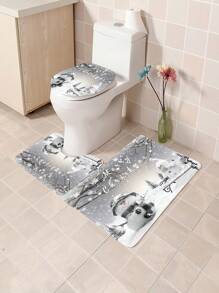 Bộ phòng tắm họa tiết người tuyết Giáng sinh 1/4 chiếc, rèm tắm chống thấm nước có 12 móc, thảm tắm, nắp bồn cầu hình chữ U, nắp bồn cầu, vách ngăn phòng tắm, phụ kiện phòng tắm, đồ trang trí phòng tắm, trang trí mùa thu trở lại trường - Nhiều màu - Xem 8