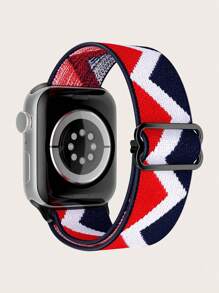 1pc Nylon Watch Band Fit For 38/40/41/42/44/45/49mm Apple Watch SE/Series 9/8/7/6/5/4/3/2/1/Ultra 2, Elastic Rope, Canvas Strap, Rainbow, Bohemian, Leopard Print, Animal Footprint Design