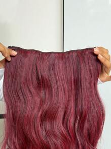 20" 1-Pack 3/4 Full Head Curly Wave Clips In On Synthetic Hair Extensions  Hair Pieces For Women 5 Clips - Burgundy - View 7