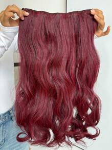 20" 1-Pack 3/4 Full Head Curly Wave Clips In On Synthetic Hair Extensions  Hair Pieces For Women 5 Clips - Burgundy - View 6