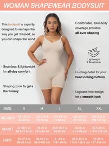 Suprenx 1pc Women's Backless Breathable Shapewear Bodysuit With Tummy Control And Adjustable Straps, Suitable For Layering - Apricot - View 4