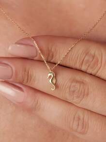 1 件流行女士时尚海滩和海洋主题个性化鲨鱼天然石吊坠项链，是婚礼、订婚派对、万圣节的理想礼物 - 金色 - 查看 5