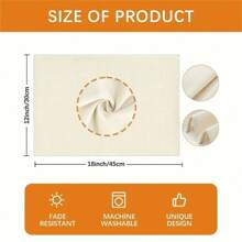 Bộ 4 miếng lót đĩa hình quả bí ngô mừng lễ Tạ ơn, thiết kế nơ kẻ caro màu nước mùa thu, miếng lót bàn bằng vải lanh dệt, có thể giặt bằng máy, hình chữ nhật, thích hợp để trang trí phòng ăn mùa thu - 12x18 inch - Nhiều màu - Xem 2