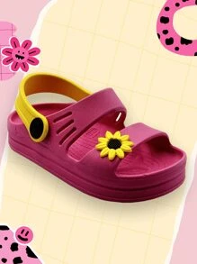 Children's Sandals For Girls With 3D Designs, Relief, Light, Comfortable - Hoa hồng vàng - Xem 1