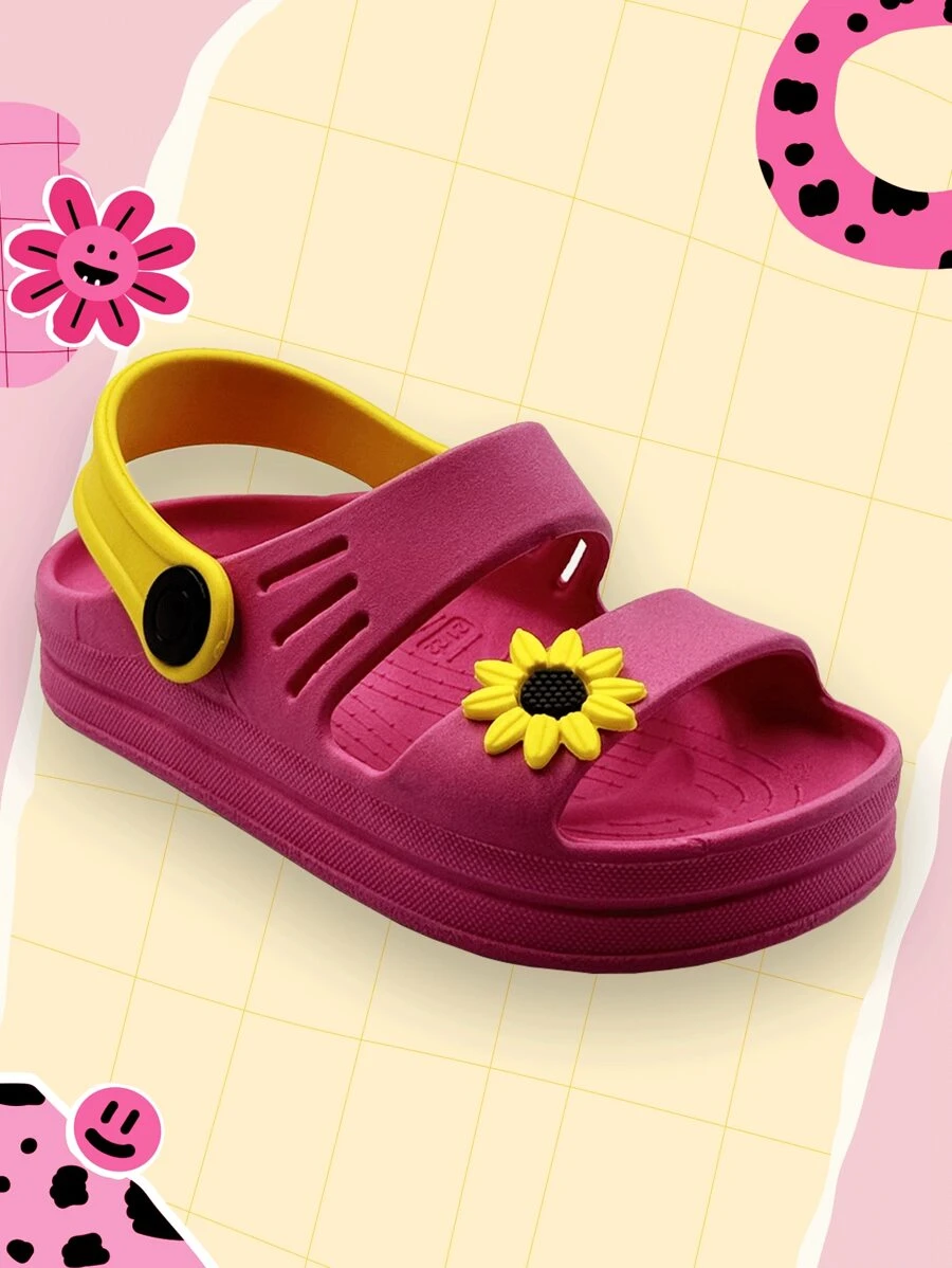 Children's Sandals For Girls With 3D Designs, Relief, Light, Comfortable - Hoa hồng vàng - Xem 1