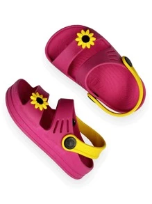 Children's Sandals For Girls With 3D Designs, Relief, Light, Comfortable - Hoa hồng vàng - Xem 3