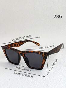 1件装方形女士时尚Y2K街头风眼镜，万圣节必备单品，秋冬女装，商务休闲礼品，豹纹图案，适合夏季海滩度假、户外旅行 - 紅豆花灰片 - 查看 5