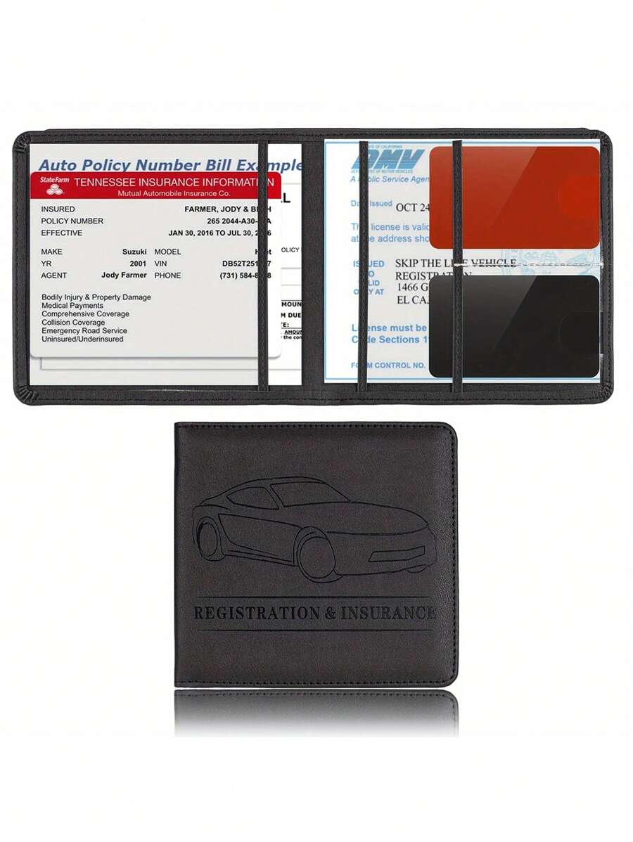 Leather Car Document Holder - Organize Registration, Insurance, And Glove Box Essentials - Premium Auto Truck Wallet With Design And Easy Access For Fall Home Decor For Travel Storage Bag, Makeup Bag, Cosmetic Bag, Vacation Organizer, Large Capacity Makeup Organizer Makeup Case, For Lipstick, Brush, Skincare, Mobile Phone, Coin, Small Items, For Home, Gift, Vacation And Festival Halloween Christmas Multifunctional Use