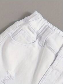 Tween Boy Distressed White Denim Jeans - White - View 3