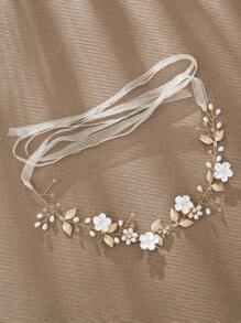 1 peça de tiara para cabelo de noiva com cristais, pérolas artificiais e flores. Acessório perfeito para casamento, festa e eventos noturnos. Ideal para damas de honra e floristas. Acessórios para o Dia dos Namorados. - Ouro - Ver 2