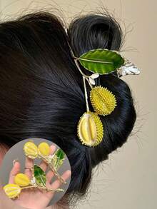 1pc Durian Hair Claw Hair Clip For Buns, Ponytails & Hairstyles, Faux Fruit Hair Accessory Halloween - Multicolor - View 5