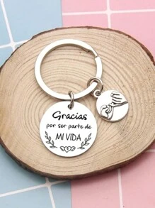 非节日不锈钢休闲可爱优雅字母钥匙扣，最佳朋友礼物，家庭友谊礼物情人节情人节汽车配件包饰背包适合学校哥特 Y2k - 銀色 - 查看 5