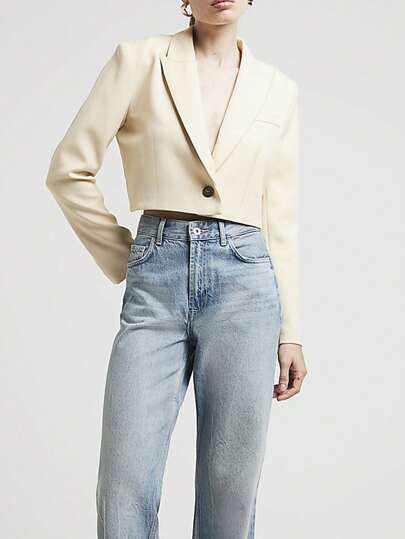 Wiosenno-jesienna prosta jednorzędowa marynarka w jednolitym kolorze