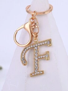 1 st., vergulde en met strass versierde eerste letter sleutelhanger, schattige strass sleutelhanger, geschikt voor dagelijks gebruik, geschikt voor zowel mannen als vrouwen, ringtas, sleutelhanger, rugzakhanger, cadeaus voor vrouwen en meisjes, portemonnee en handtas accessoires, eerste letter A-Z