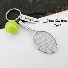 Llavero personalizado de raqueta de tenis - Regalo de Navidad para entusiastas del deporte, llavero de tenis exquisito, mini raqueta de tenis linda, accesorio favorito para fans del tenis, opción ideal para amantes del tenis - Plateado - Ver 2