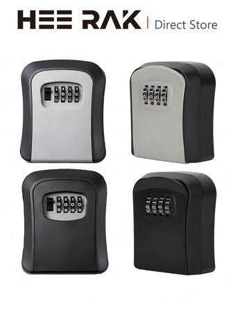 HEE RAK 1pc Key Lock Safe Box, Outdoor Password Key Storage Cabinet, Wall-Mounted Key Lock Box,ABS Combination Code Key Box,Anti-Smash/Explosion/Lock, Reprogrammable Code, 6 Key Capacity, For Home/Outdoor/Garage/Garden/Shop/Construction Site/Apartments/Renovations/Factories Key Safety Storage