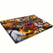 1pc Night Carnival Canvas Poster, African American Party Party Background Wall Printed Canvas Decorative Painting, Ready To Hang Home Decoration, Dance And Sing Theme Wooden Framed Poster, Wall Art Living Room, Dining Room, Bedroom Ideal Gift - Multicolor - View 10